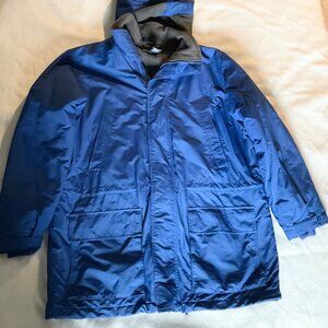 Lands' End Mens L 42-44 Jacket Blue Hoodie Fleece Lined chest48